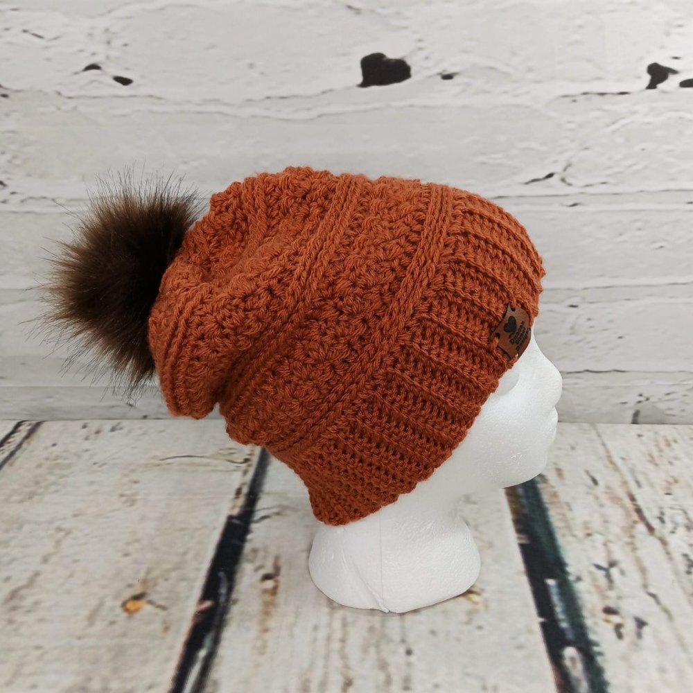 Duncan Street Designs Windermere Hand Crocheted Slouchy Hat with Pom Pom - Picture 2 of 7
